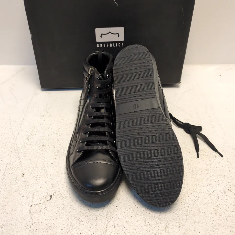 883 POLICE BLACK HIGH-TOP SNEAKERS – ZIP & LACE, MEN'S SHOES (UK 10)