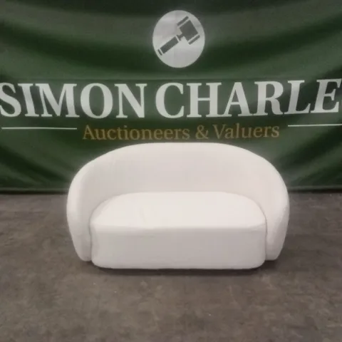 ROUNDI 2 SEATER CURVED BOUCLE FABRIC SOFA - CREAM WHITE