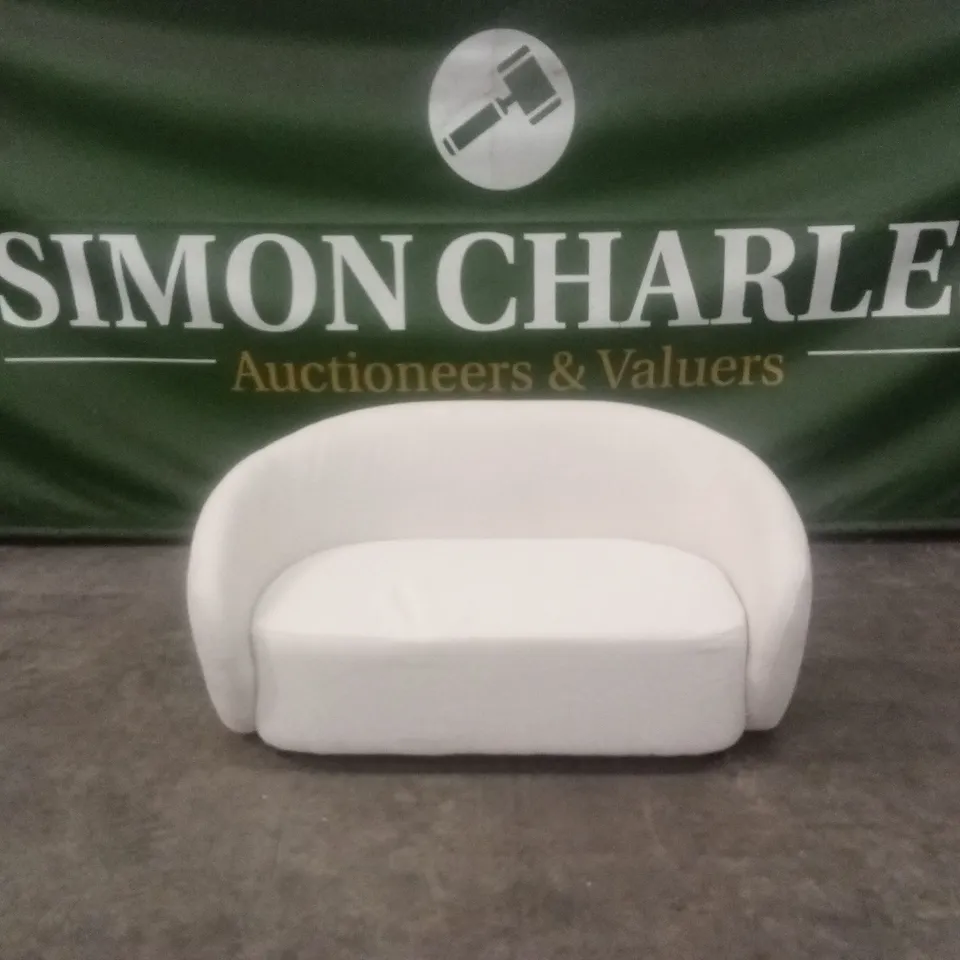 ROUNDI 2 SEATER CURVED BOUCLE FABRIC SOFA - CREAM WHITE