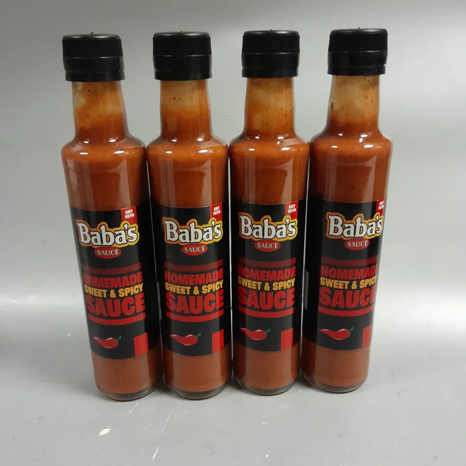 4 X SEALED BABA'S HOMEMADE SWEET & SPICY HOT SAUCE - 4 X 250ML - COLLECTION ONLY 