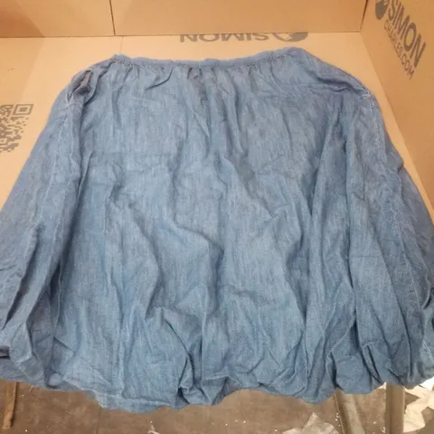 BOX CONTAINING APPROXIMATELY 13 BRAND NEW SIMPLY BE MID BLUE DENIM SKIRT - SIZE 18