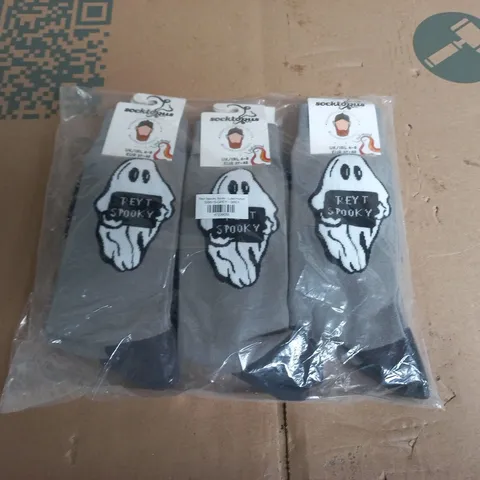 SOCKTOPUS SOCKS β 6 PAIRS, UK 4-8 (EU 37-42) β GREY WITH GHOST LOGO