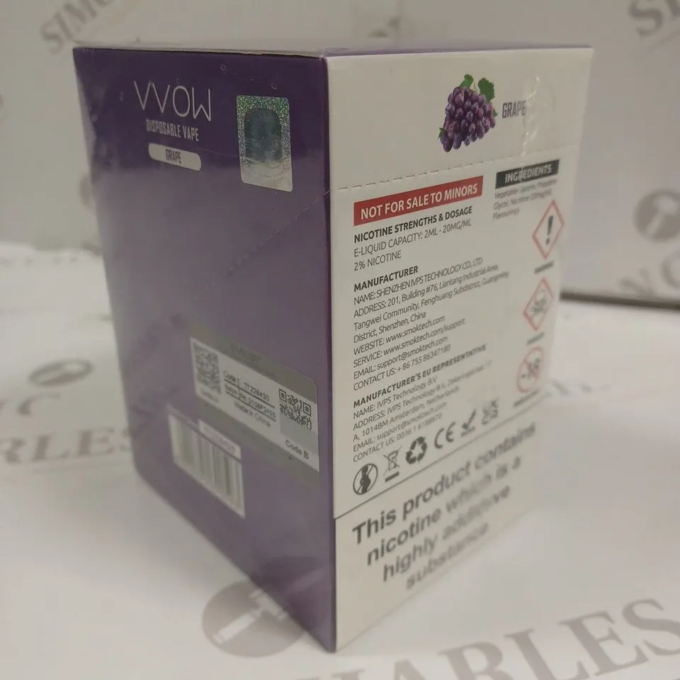 SEALED SMOK VVOW 10-PACK OF DISPOSABLE VAPES - GRAPE