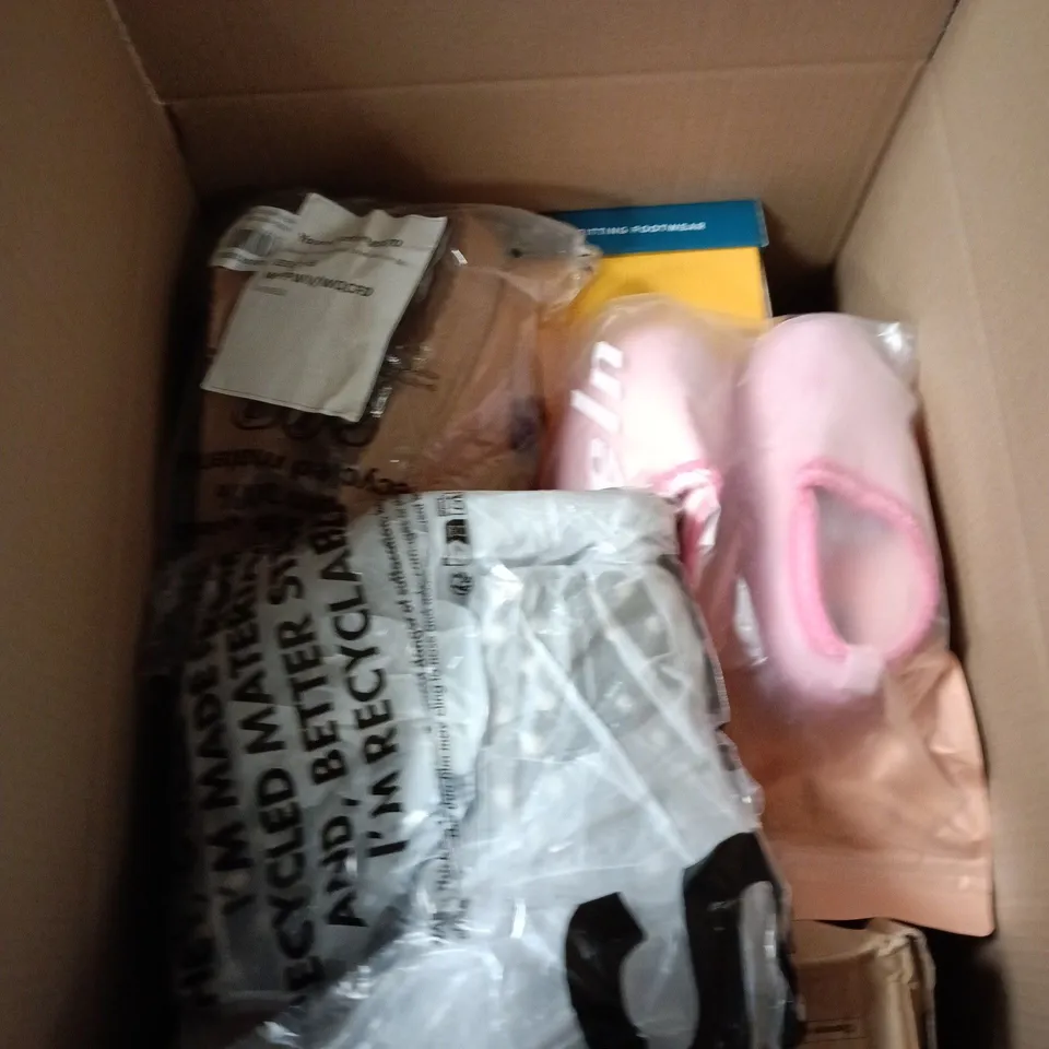 BOX OF APPROXIMATELY 12 PAIRS OF ASSORTED SHOES IN VARIOUS COLOUR, STYLES AND SIZES
