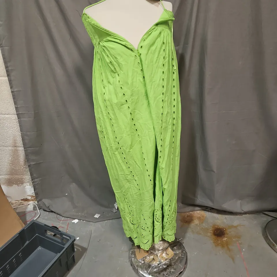ZARA WOMEN'S GREEN DRESS, EYELET DETAILING, SIZE XS