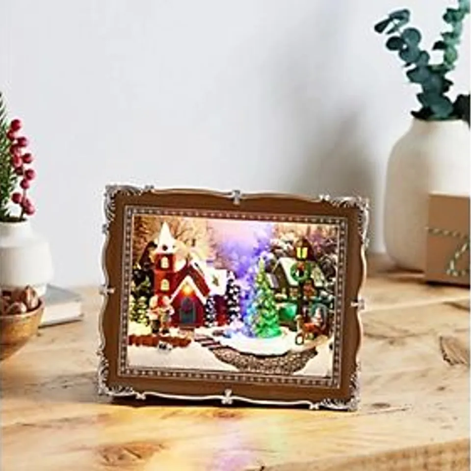 SANTA EXPRESS MOVING CHRISTMAS SCENE IN PHOTO FRAME