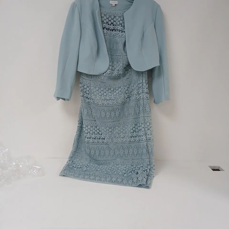 KALEIDOSCOPE LIGHT BLUE LACE DRESS WITH CROPPED BOLERO – UK 12