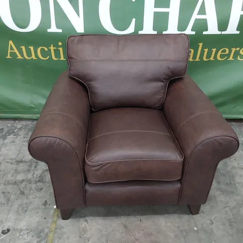 QUALITY BRITISH MADE LOUNGE Co EASY CHAIR BROWN LEATHER