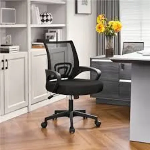 BOXED COLOR MID-BACK MESH SWIVEL OFFICE CHAIR - BLACK