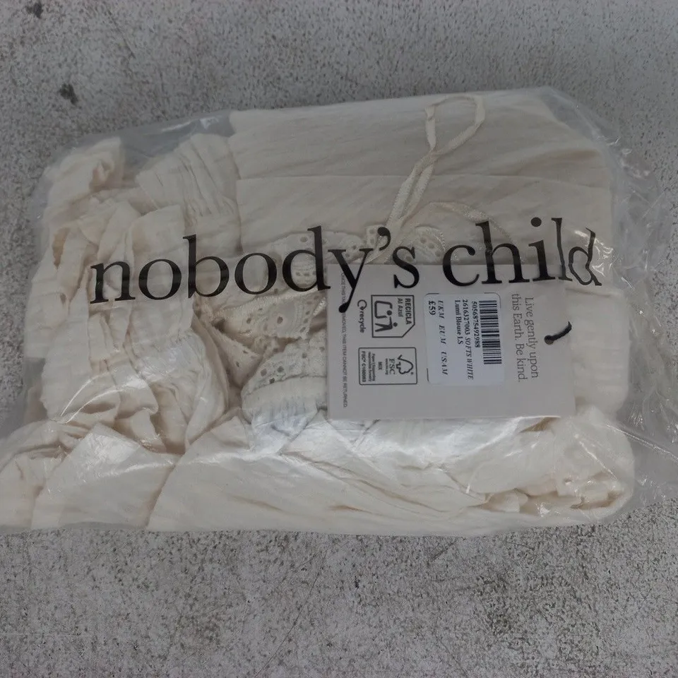 BAGGED NOBODY'S CHILD LUMI BLOUSE SIZE SOFT WHITE SIZE UK MEDIUM