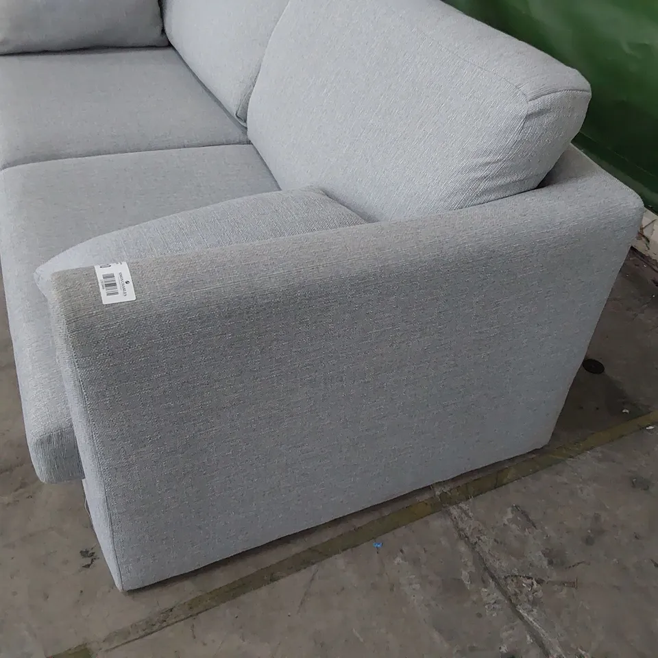 DESIGNER THREE SEATER SOFA WITH BOLSTER CUSHIONS GREY FABRIC 