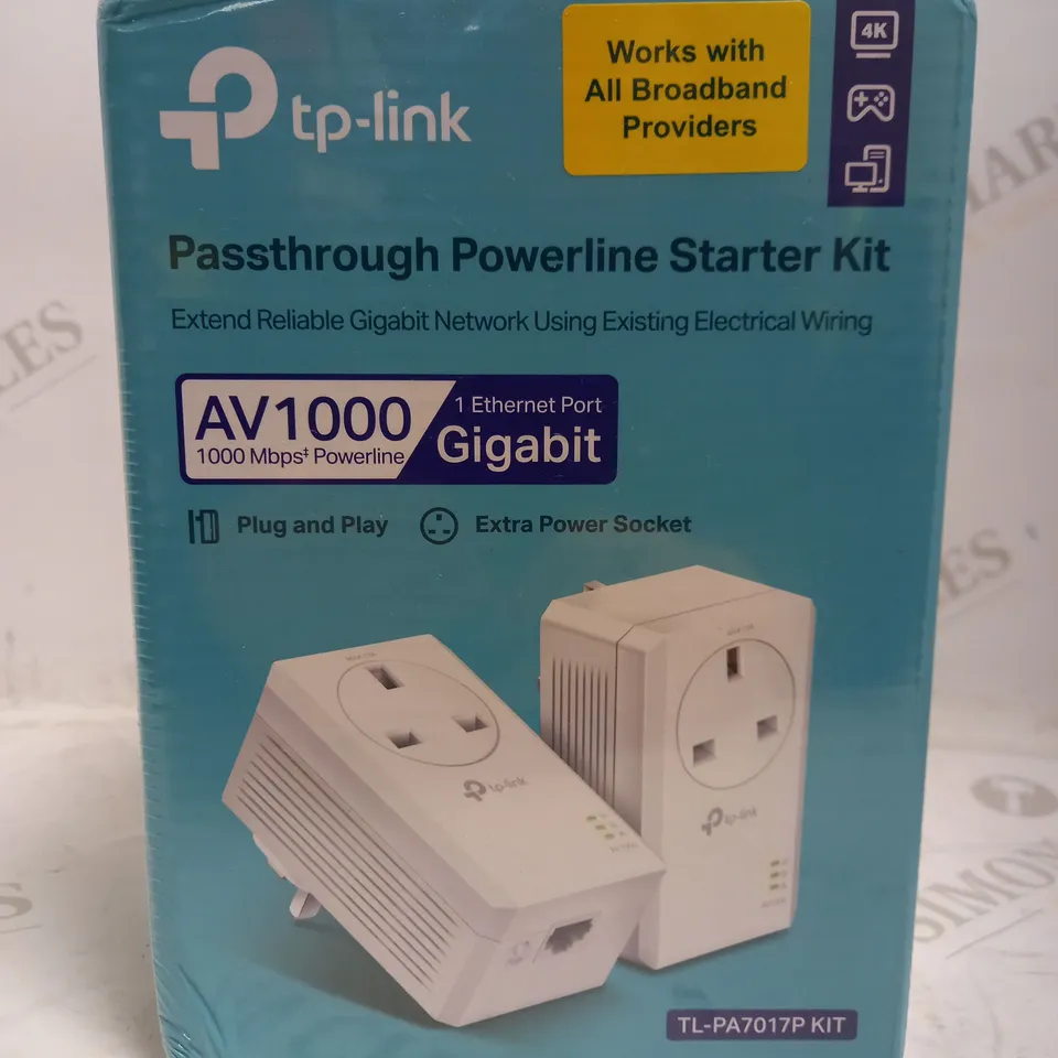 SEALED TP-LINK PASSTHROUGH POWERLINE STARTER KIT