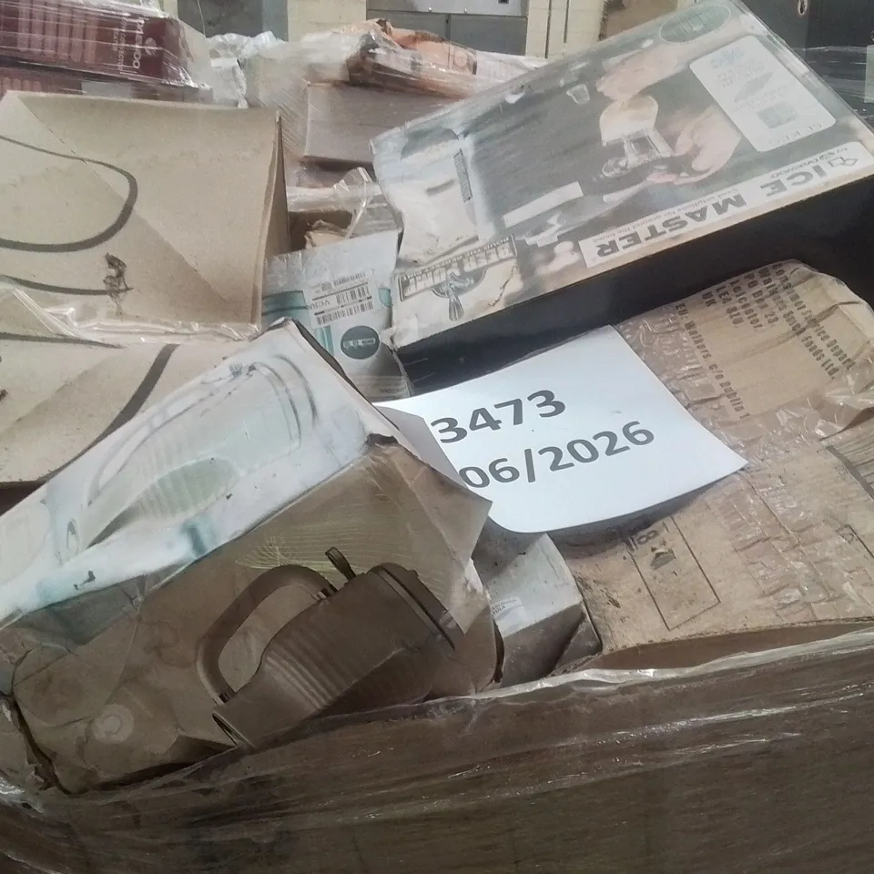 PALLET CONTAINING VARIOUS ELECTRICAL ITEMS AND HOUSEHOLD PRODUCTS TO INCLUDE:KETTLE,2000W FAN HEATER