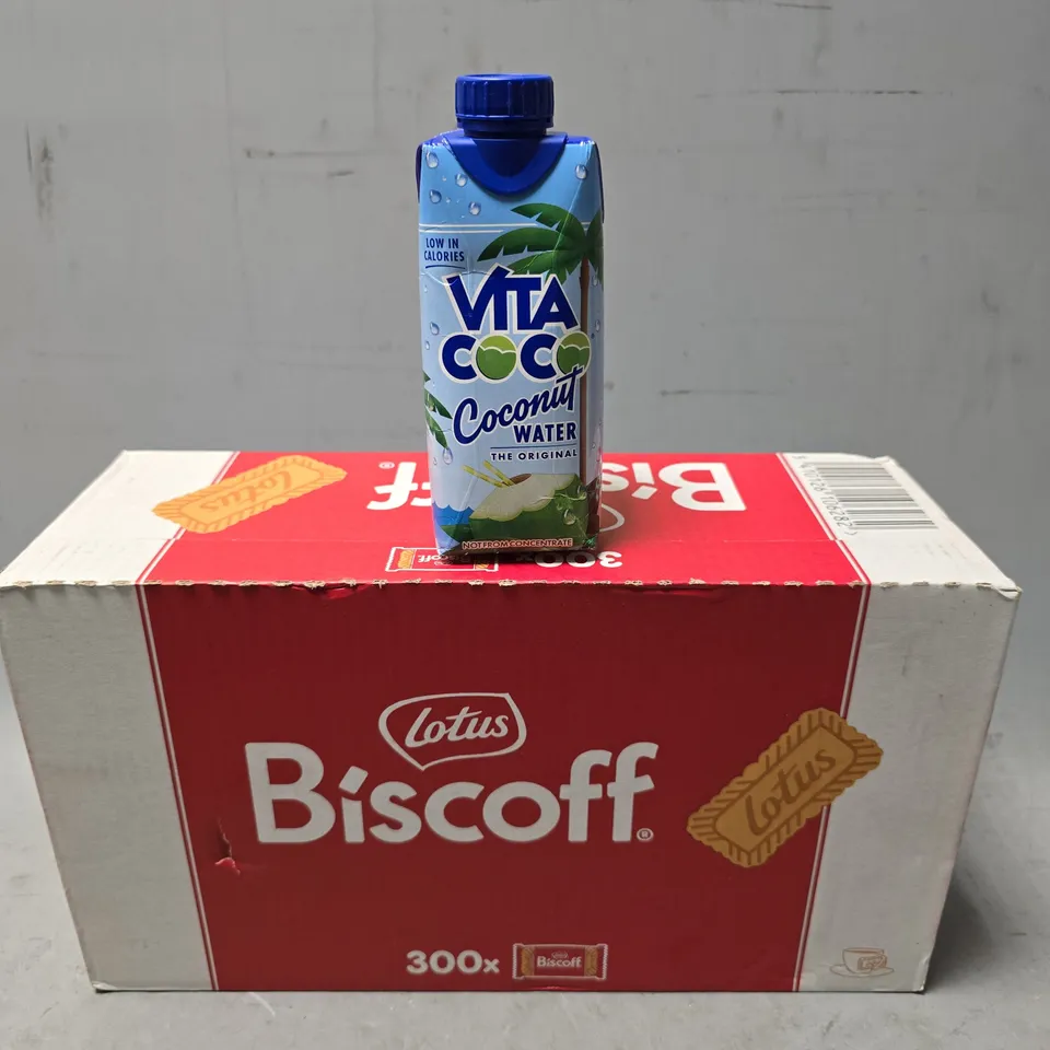 APPROXIMATELY 2 ASSORTED FOOD & DRINK ITEMS TO INCLUDE - LOTUS BISCOFF BUSCUITS & VITA COCONUT WATER
