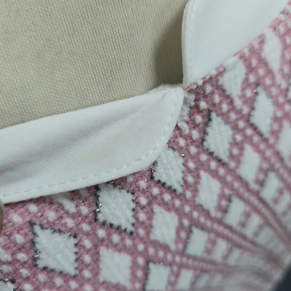 LAYERED LOOK LONG SLEEVE TOP PINK AND WHITE SIZE 18