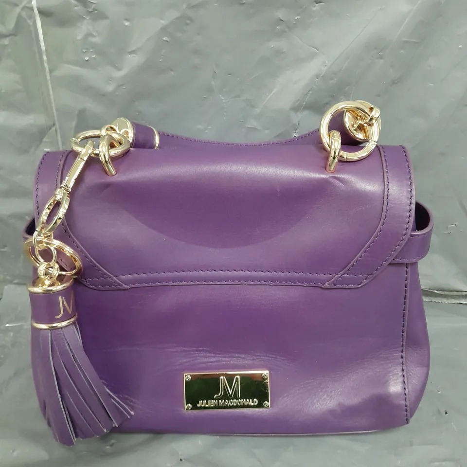 OUTLET JULIEN MACDONALD MEDIUM TOP HANDLE LEATHER GRAB BAG IN PURPLE