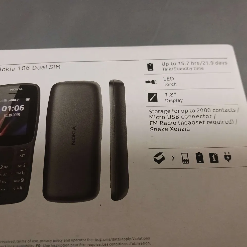 BOXED NOKIA 106 DUAL SIM MOBILE PHONE