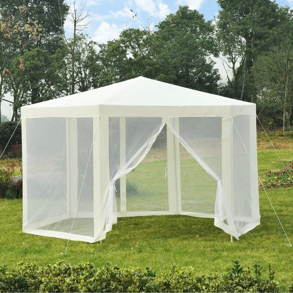 BOXED 4X3.5M WHITE METAL POP UP GAZEBO (1 BOX)