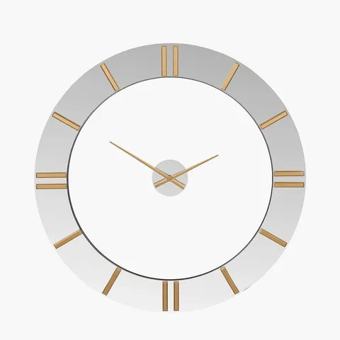 BOXED MIRROR AND GOLD 2 PIECE OPEN WALL CLOCK - WHITE/GOLD (1 BOX)