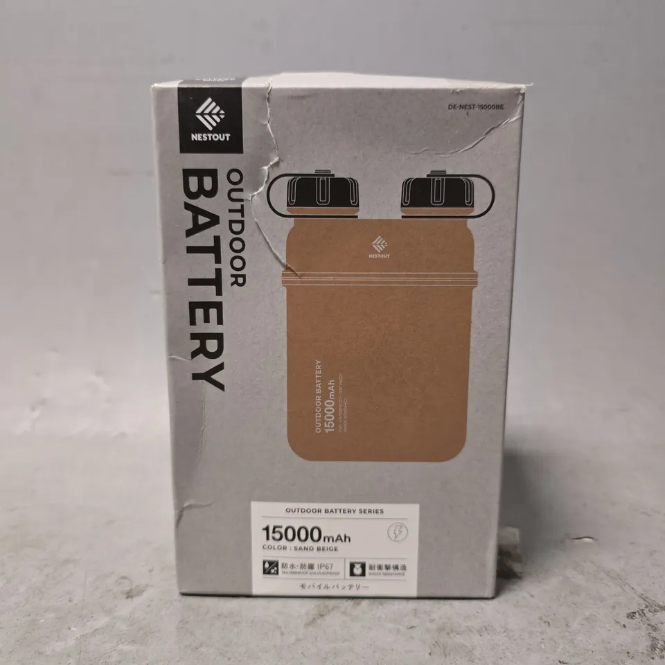 BOXED NESTOUT OUTDOOR BATTERY 15000MAH IN SAND BEIGE 