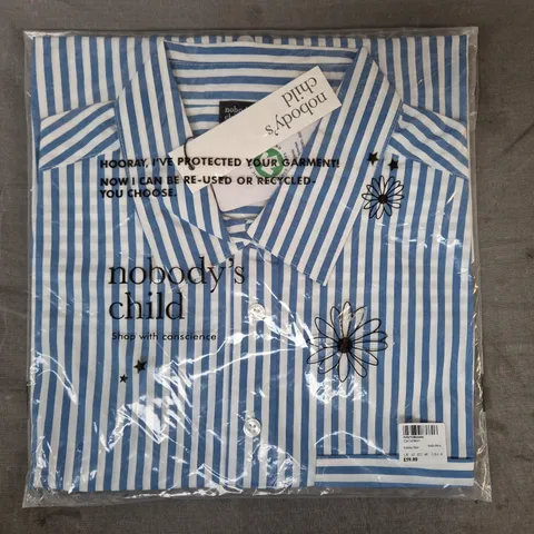 NOBODY'S CHILD TABITHA SHIRT IN BLUE/WHITE STRIPES SIZE UK 12