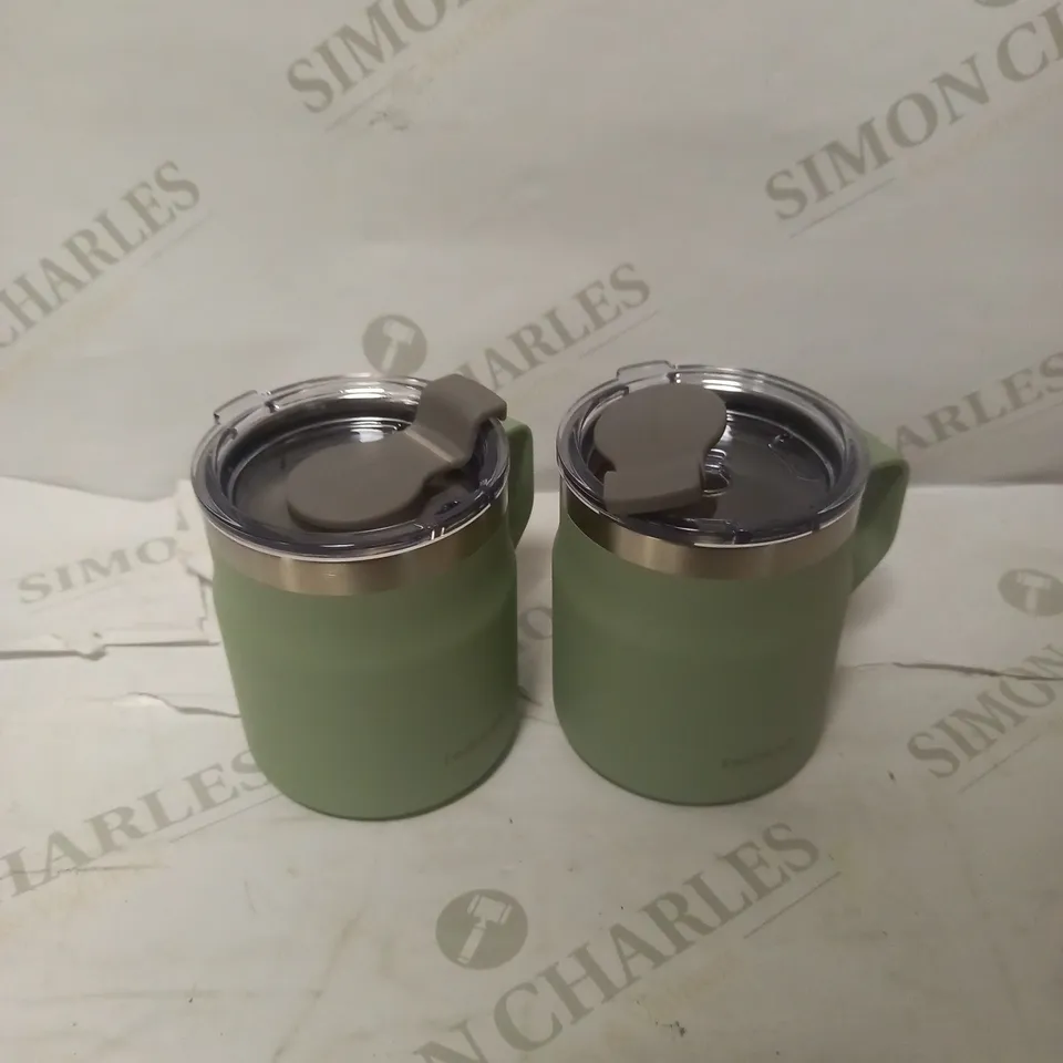 LOCK & LOCK SET OF INSULATED STAINLESS STEEL MUGS - SAGE
