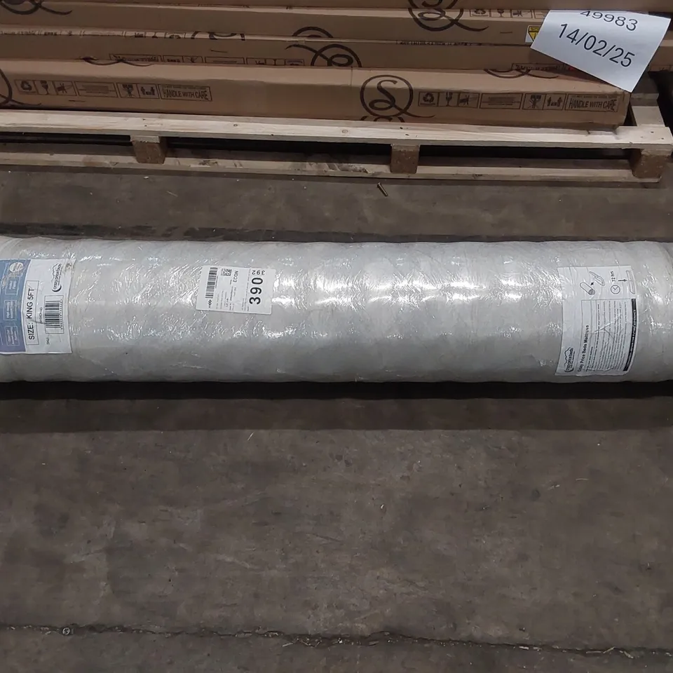 QUALITY BAGGED AND ROLLED 23CM DEEP OPEN COIL SPRING 5FT KING MATTRESS 