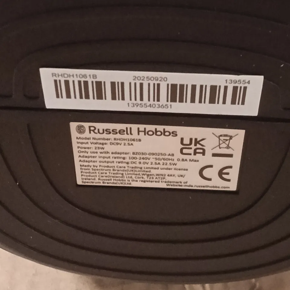 BOXED RUSSELL HOBBS DEHUMIDIFIER BLACK - RHDH1061B