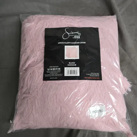 BAGGED OHS 2 PACK OF FLUFFY CUSHION COVERS IN PINK