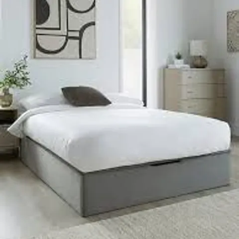 BOXED DUNCAN KING SIZE END LIFT UP STORAGE OTTOMAN BED - GREY (5 BOXES)