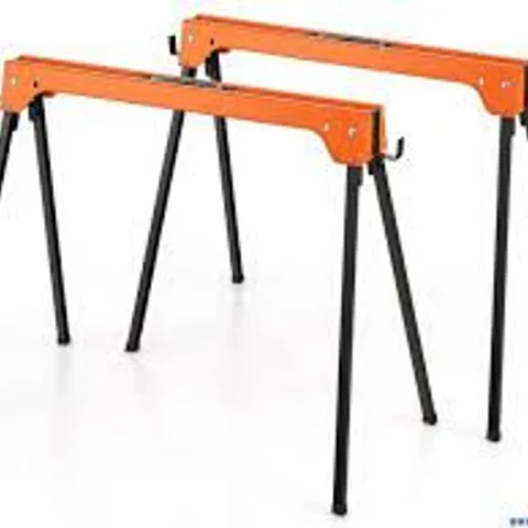 BOXED FOLDING SAW HORSES 2 PACK SAWHORSE PORTABLE HEAVY DUTY 1366 LBS WEIGHT CAPACITY - ORANGE