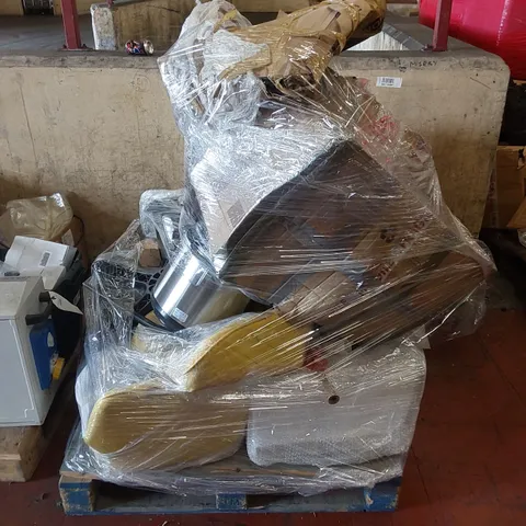 PALLET OF ASSORTED HOUSEHOLD PRODUCTS AND PARTS TO INCLUDE; PRESSURE COOKERS, CHAIRS ETC