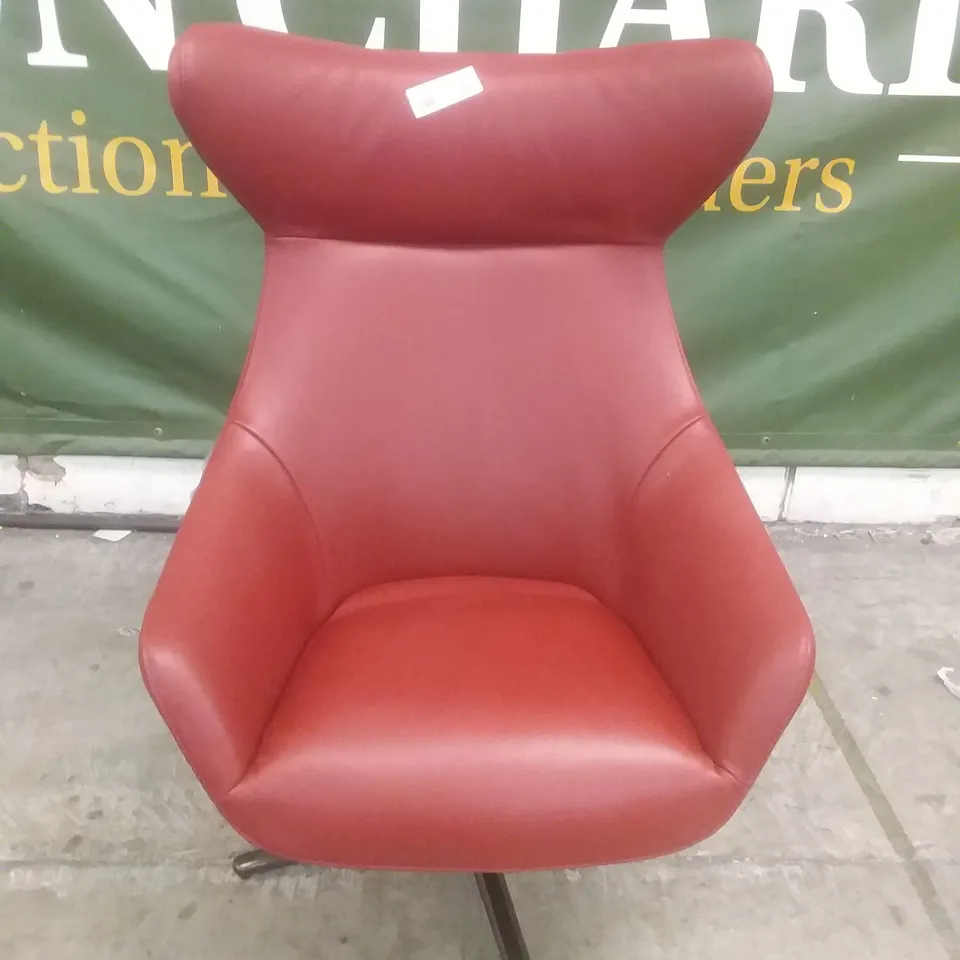 QUALITY ITALIAN DESIGNER GNOSTIC CHAIR + POUFF CALLAS RED LEATHER