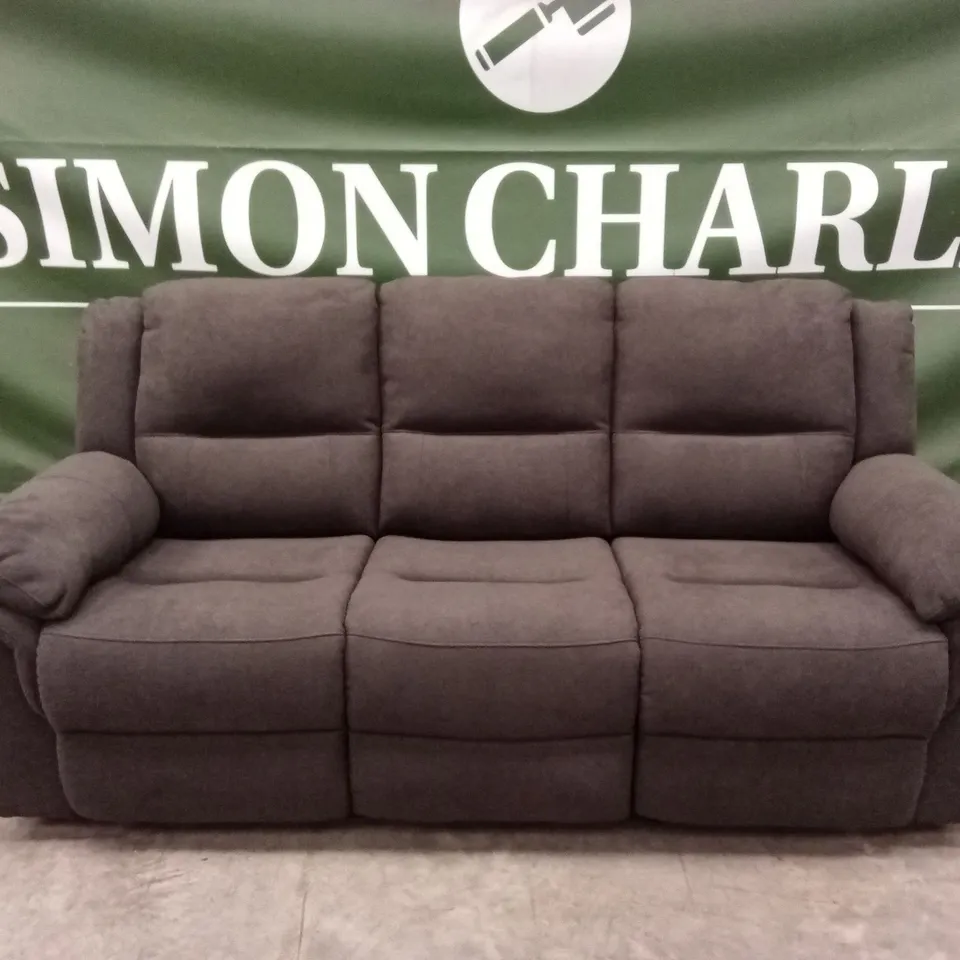 ALBION FABRIC 3 SEATER HIGH BACK MANUAL RECLINER SOFA - CHARCOAL RRP £749