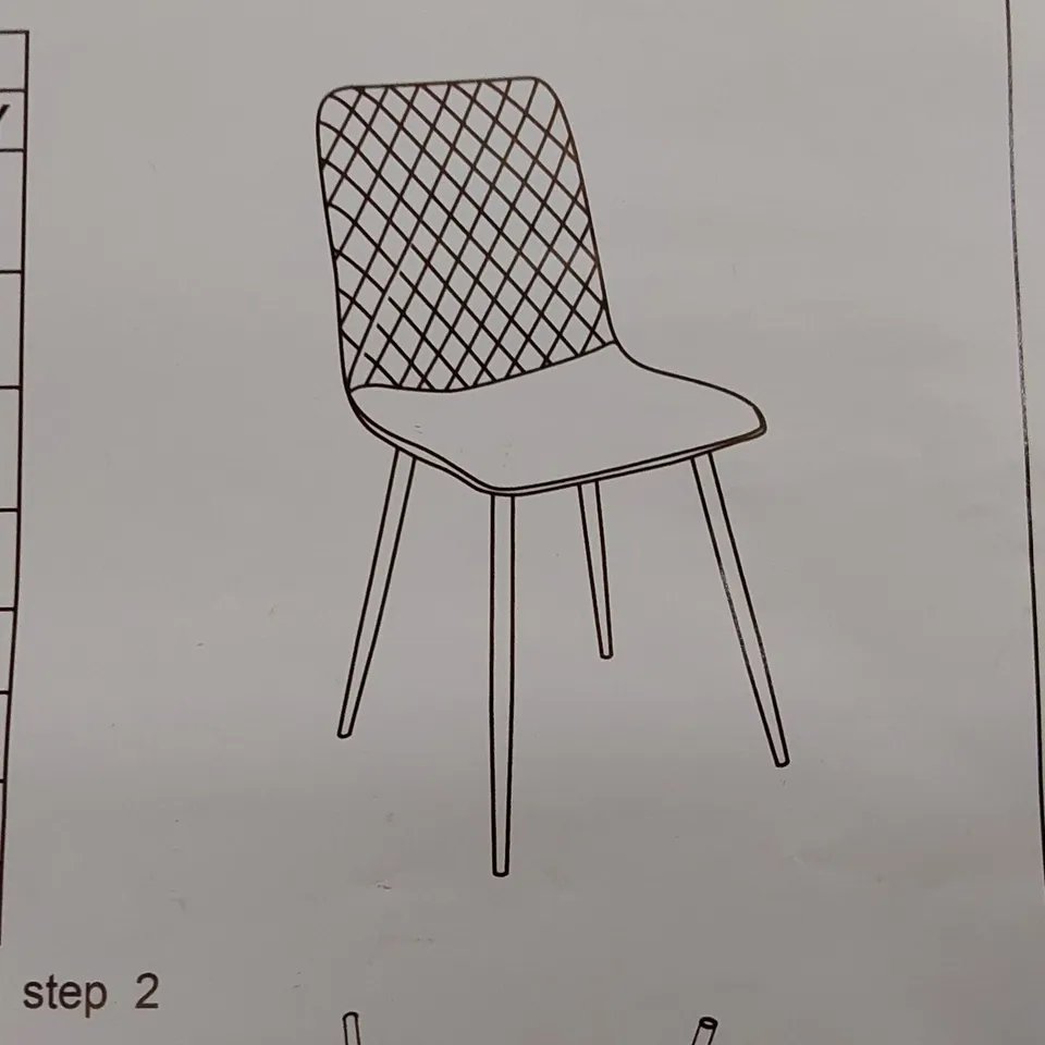 BOXED UPHOLSTERED GREY VELVET DESIGNER DINING CHAIR SET OF 2 (1 BOX)