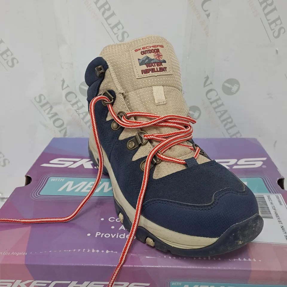 SKECHERS HIGH TOP LACE UP HIKER BOOTS NAVY UK SIZE 4.5