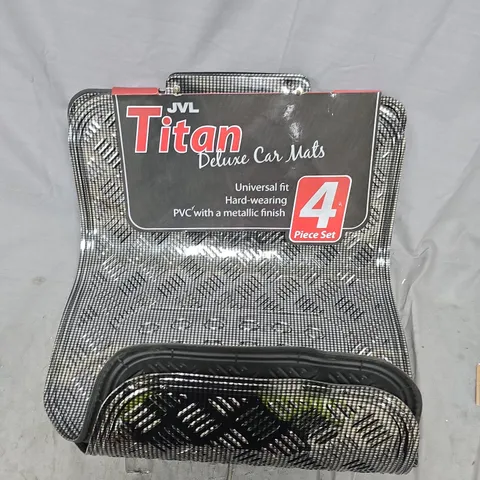 JVL TITAN PVC WITH METALLIC FINISH 4 PC CAR MAT SET