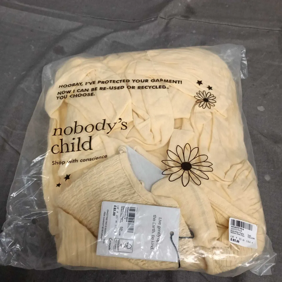 NOBODY'S CHILD SLEEVELESS CHARLIE MIDI DRESS – UK 8 (EU 36), YELLOW