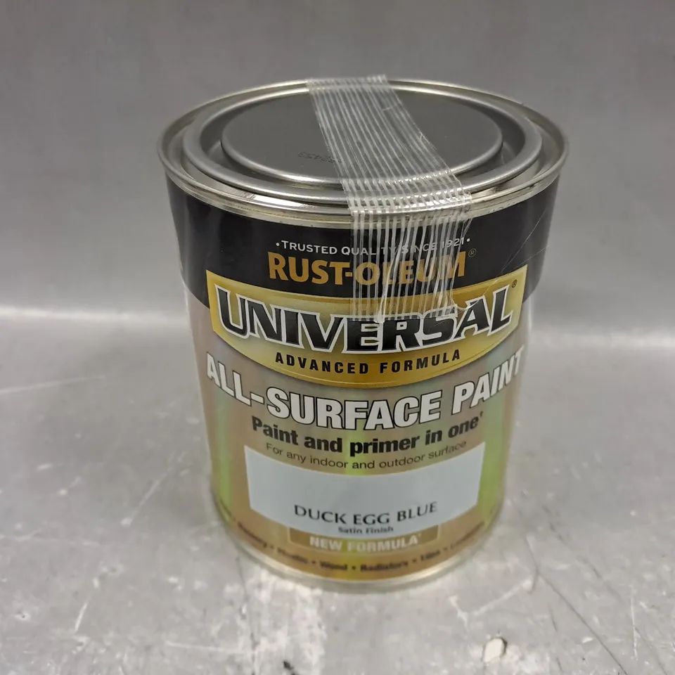 RUST-OLEUM UNIVERSAL DUCK EGG BLUE SATIN ALL-SURFACE PAINT 750ML - COLLECTION ONLY