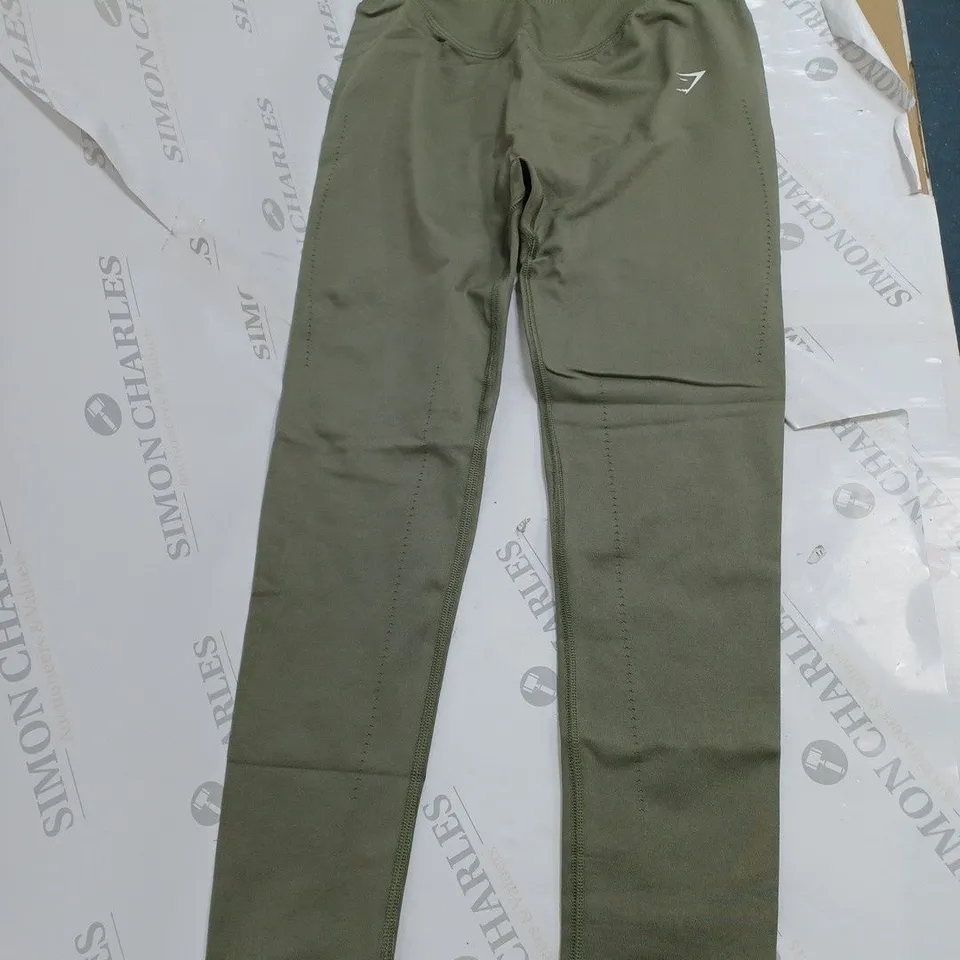 GYM SHARK KHAKI STRECH LEGGINGS - MEDIUM