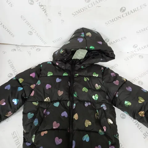 GIRLS LOVE HEART PADDED COAT SIZE 4-6 YEARS