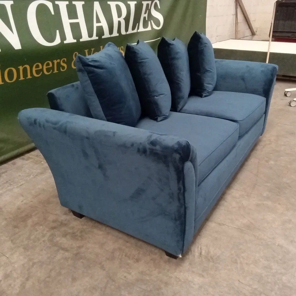 LEILA FABRIC 3 SEATER SOFA - NAVY RRP £649