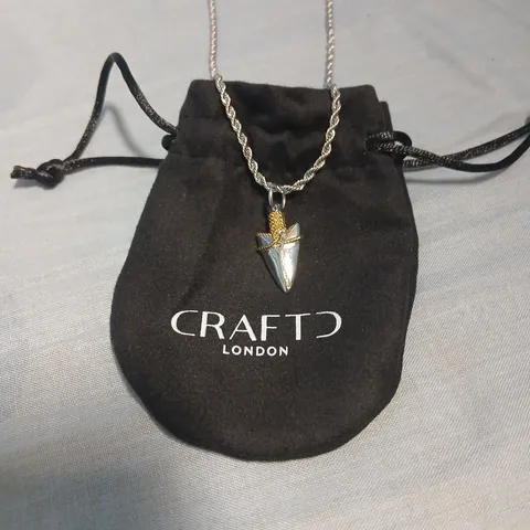 CRAFT LONDON SILVER NECKLACE WITH ARROWHEAD PENDANT ON ROPE CHAIN