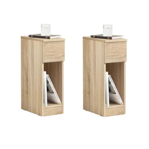 BOXED SET OF 2 BEDSIDE TABLE NIGHTSTAND SIDE TABLE WITH DRAWER, WOOD