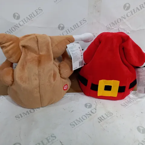 FESTIVE SINGING CHRISTMAS ANIMATED HAT - SANTAS LEGS AND TURKEY