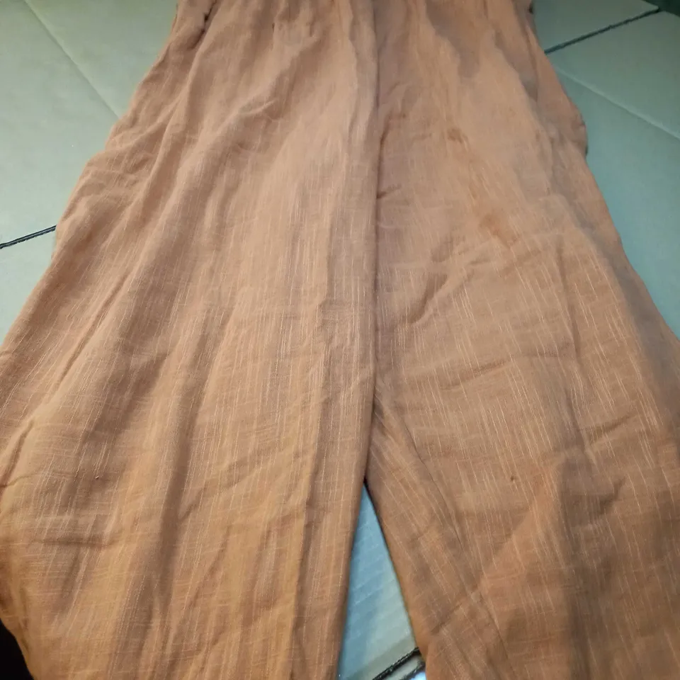 LUCY YAK BURNT ORANGE LINEN STYLE JUMPSUIT - SIZE 16