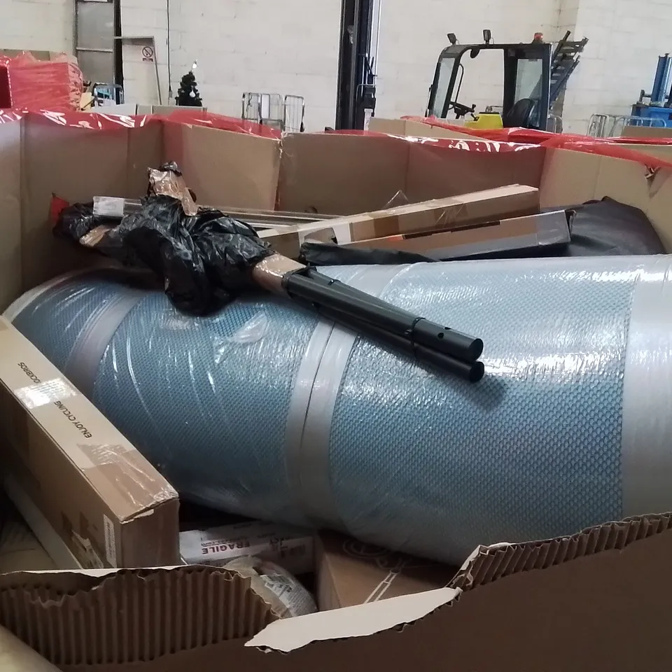 PALLET OF ASSORTED HOUSEHOLD GOODS AND PRODUCTS TO INCLUDE;CEILING FAN,STORAGE BOX,KIDS INTERACTIVE GAME