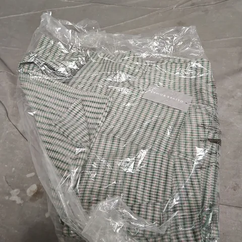 OLIVER BONAS GREEN CHECK WIDE-LEG CROP TROUSERS – UK 12