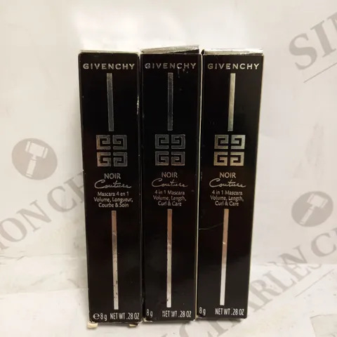 LOT OF 3 X 8G ASSORTED GIVENCHY NOIR COUTURE 4 IN 1 MASCARA - 2 X BROWN SATIN, 1 X BLACK SATIN