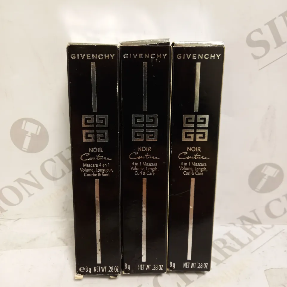 LOT OF 3 X 8G ASSORTED GIVENCHY NOIR COUTURE 4 IN 1 MASCARA - 2 X BROWN SATIN, 1 X BLACK SATIN